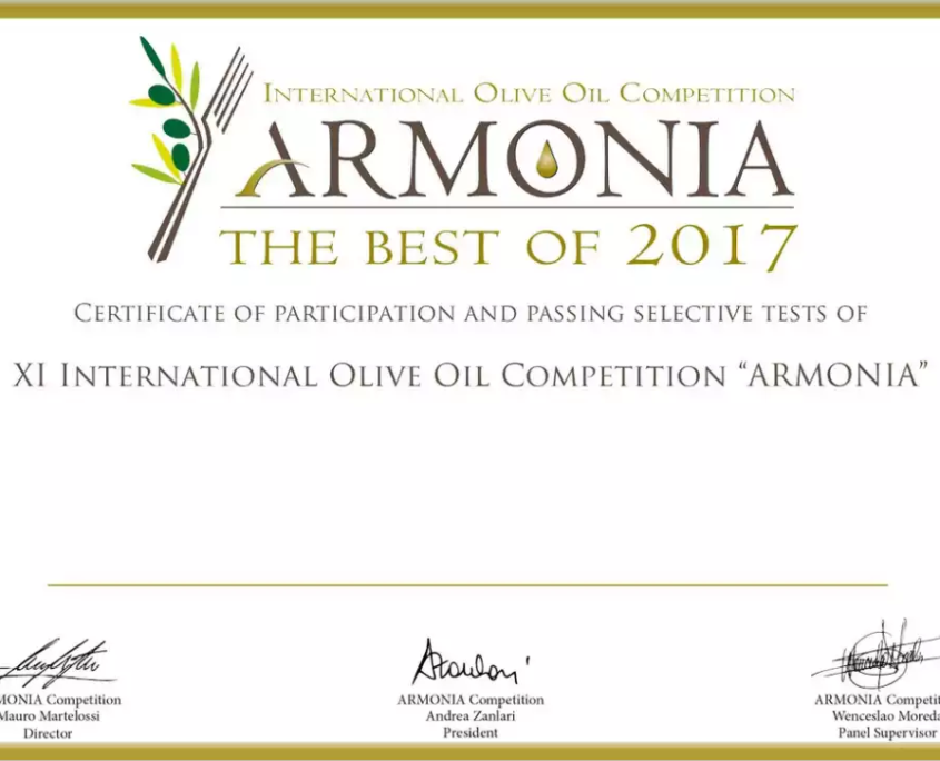Testvinnare av olivolja på Armonia